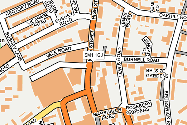 SM1 1GJ map - OS OpenMap – Local (Ordnance Survey)