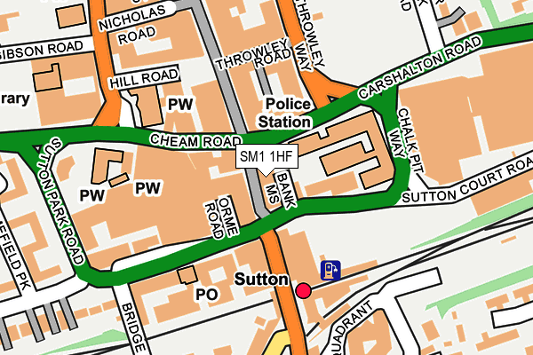 SM1 1HF map - OS OpenMap – Local (Ordnance Survey)