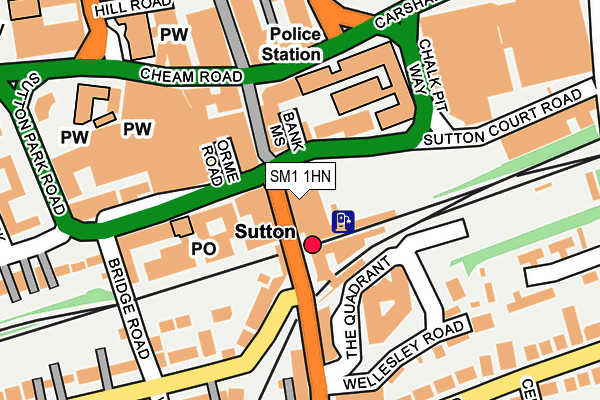 SM1 1HN map - OS OpenMap – Local (Ordnance Survey)