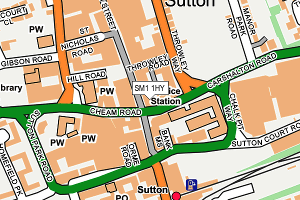 SM1 1HY map - OS OpenMap – Local (Ordnance Survey)