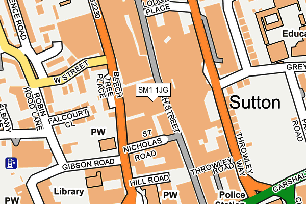 SM1 1JG map - OS OpenMap – Local (Ordnance Survey)