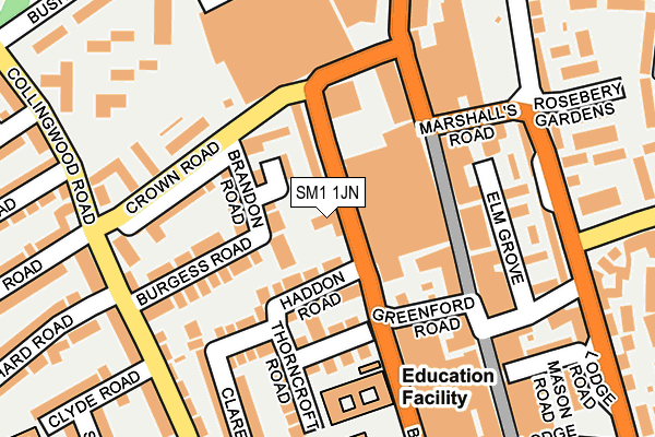 SM1 1JN map - OS OpenMap – Local (Ordnance Survey)