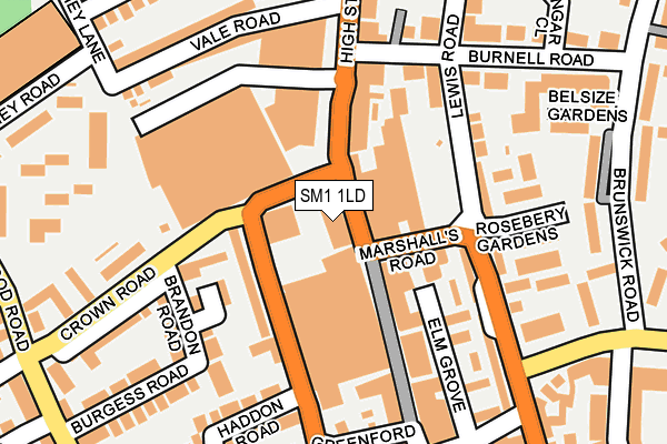 SM1 1LD map - OS OpenMap – Local (Ordnance Survey)