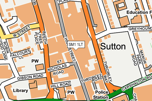 SM1 1LT map - OS OpenMap – Local (Ordnance Survey)