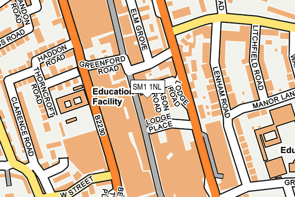 SM1 1NL map - OS OpenMap – Local (Ordnance Survey)