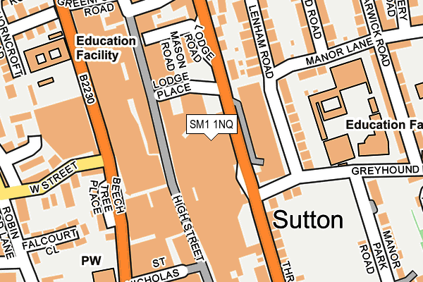 SM1 1NQ map - OS OpenMap – Local (Ordnance Survey)