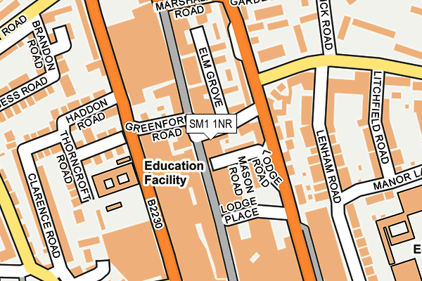 SM1 1NR map - OS OpenMap – Local (Ordnance Survey)