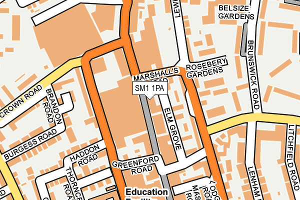 SM1 1PA map - OS OpenMap – Local (Ordnance Survey)