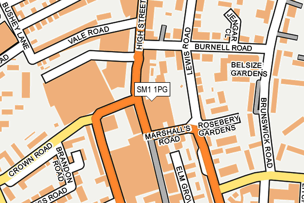 SM1 1PG map - OS OpenMap – Local (Ordnance Survey)