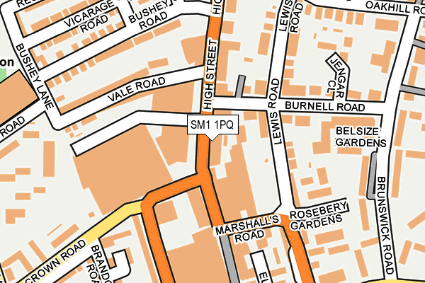 SM1 1PQ map - OS OpenMap – Local (Ordnance Survey)