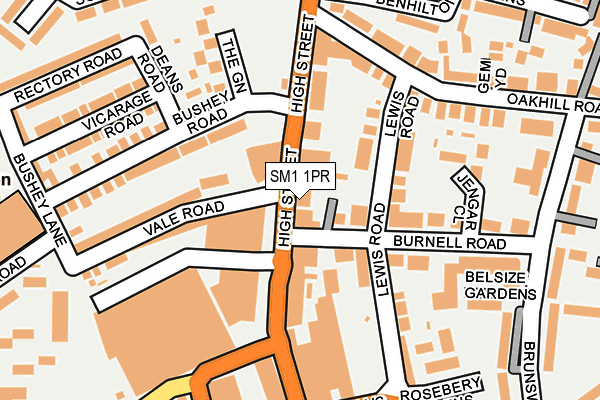 SM1 1PR map - OS OpenMap – Local (Ordnance Survey)