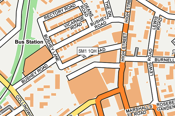 SM1 1QH map - OS OpenMap – Local (Ordnance Survey)