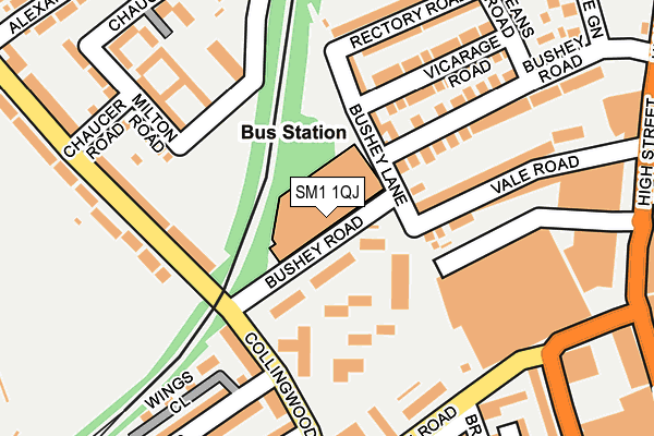 SM1 1QJ map - OS OpenMap – Local (Ordnance Survey)