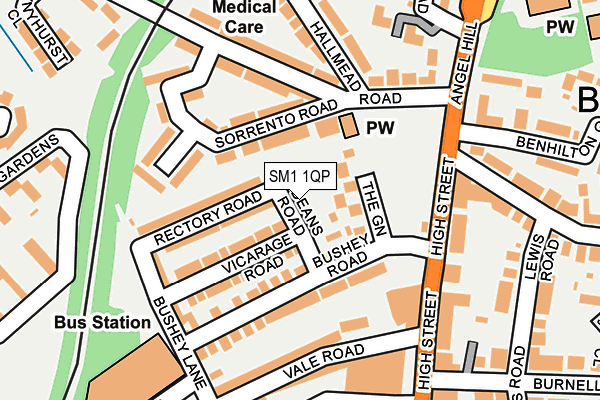 SM1 1QP map - OS OpenMap – Local (Ordnance Survey)
