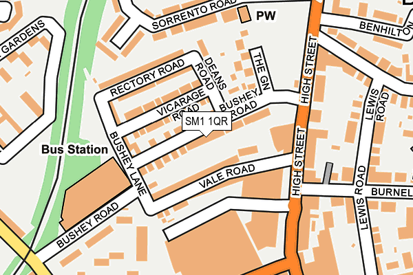 SM1 1QR map - OS OpenMap – Local (Ordnance Survey)