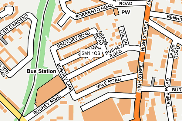 SM1 1QS map - OS OpenMap – Local (Ordnance Survey)