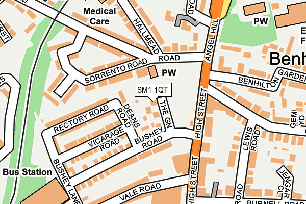 SM1 1QT map - OS OpenMap – Local (Ordnance Survey)