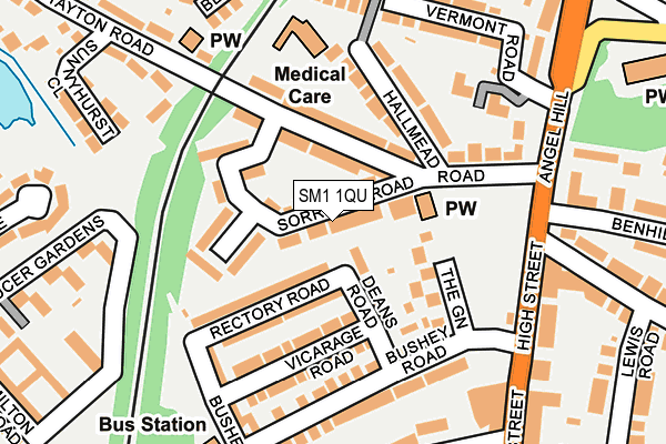 SM1 1QU map - OS OpenMap – Local (Ordnance Survey)