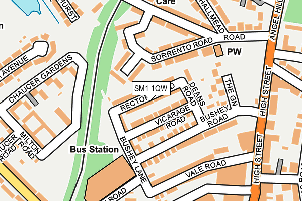 SM1 1QW map - OS OpenMap – Local (Ordnance Survey)