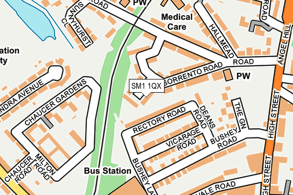 SM1 1QX map - OS OpenMap – Local (Ordnance Survey)