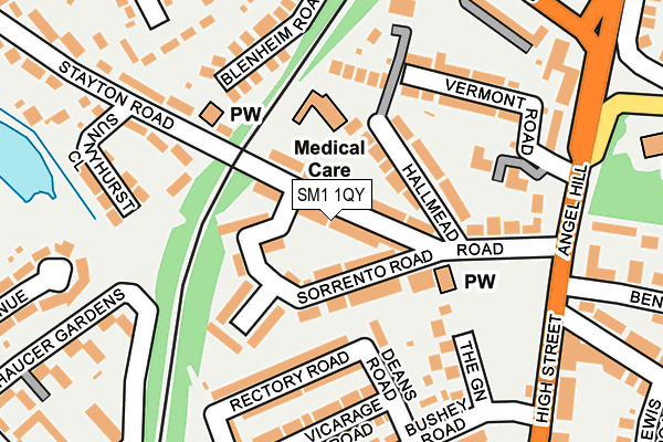 SM1 1QY map - OS OpenMap – Local (Ordnance Survey)