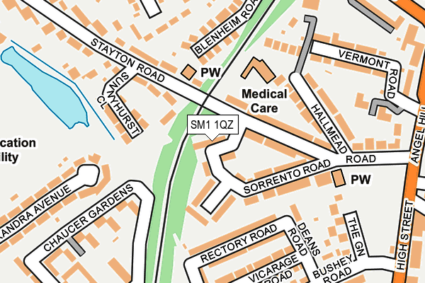 SM1 1QZ map - OS OpenMap – Local (Ordnance Survey)