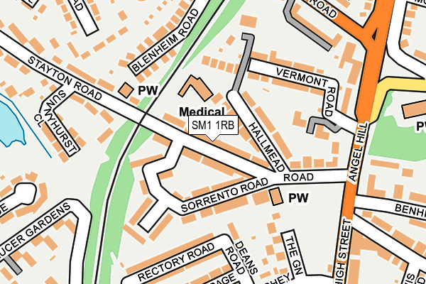 SM1 1RB map - OS OpenMap – Local (Ordnance Survey)