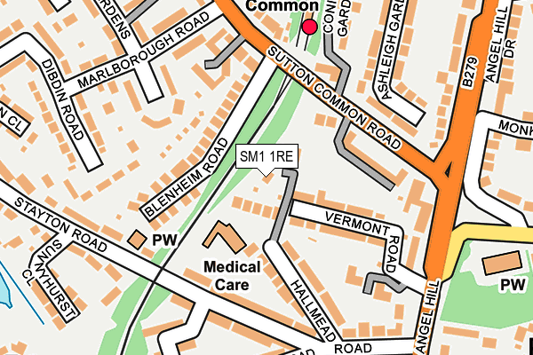 SM1 1RE map - OS OpenMap – Local (Ordnance Survey)