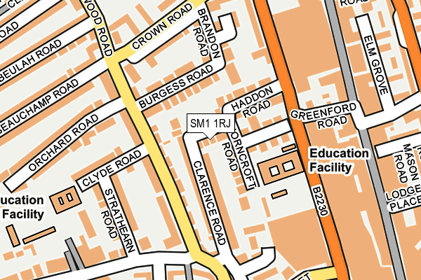 SM1 1RJ map - OS OpenMap – Local (Ordnance Survey)