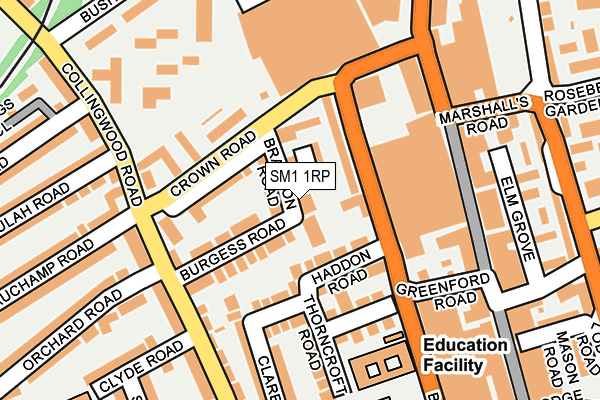 SM1 1RP map - OS OpenMap – Local (Ordnance Survey)