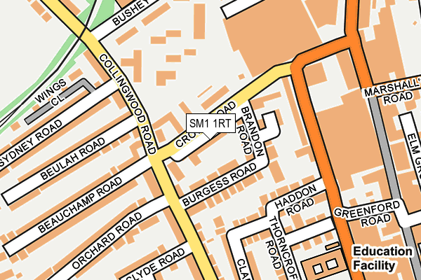 SM1 1RT map - OS OpenMap – Local (Ordnance Survey)