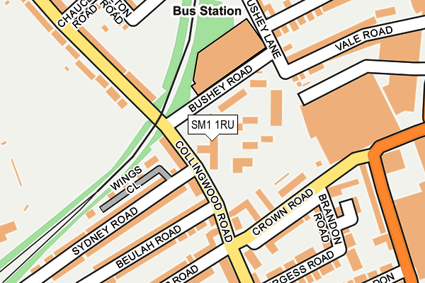 SM1 1RU map - OS OpenMap – Local (Ordnance Survey)