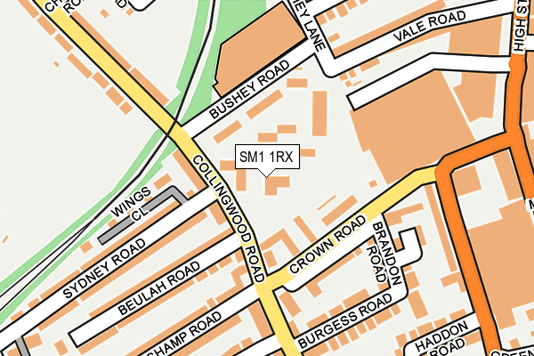 SM1 1RX map - OS OpenMap – Local (Ordnance Survey)