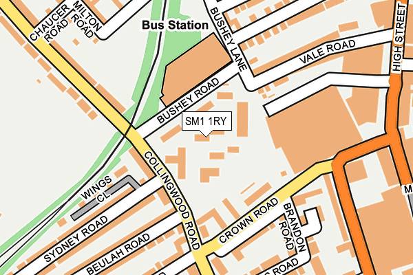 SM1 1RY map - OS OpenMap – Local (Ordnance Survey)