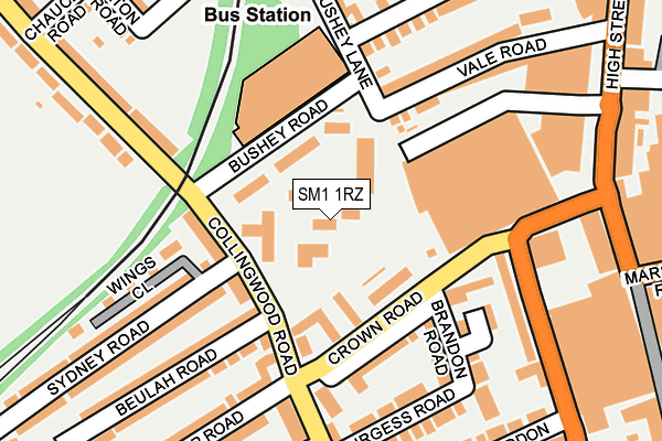 SM1 1RZ map - OS OpenMap – Local (Ordnance Survey)