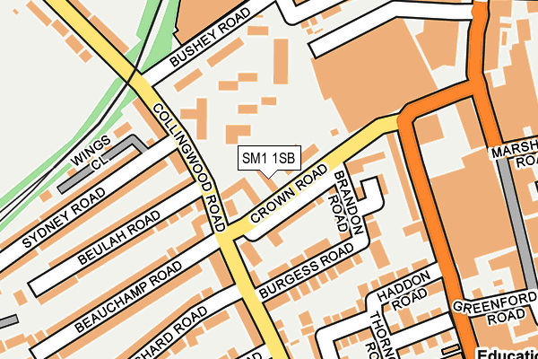 SM1 1SB map - OS OpenMap – Local (Ordnance Survey)