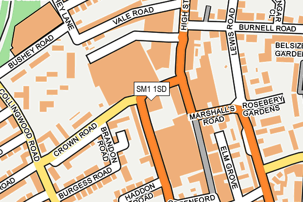 SM1 1SD map - OS OpenMap – Local (Ordnance Survey)