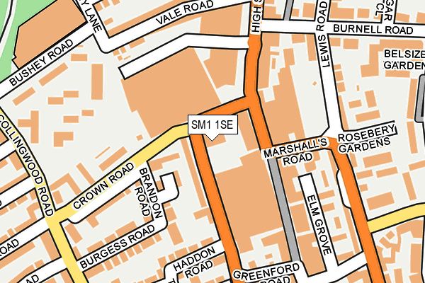 SM1 1SE map - OS OpenMap – Local (Ordnance Survey)