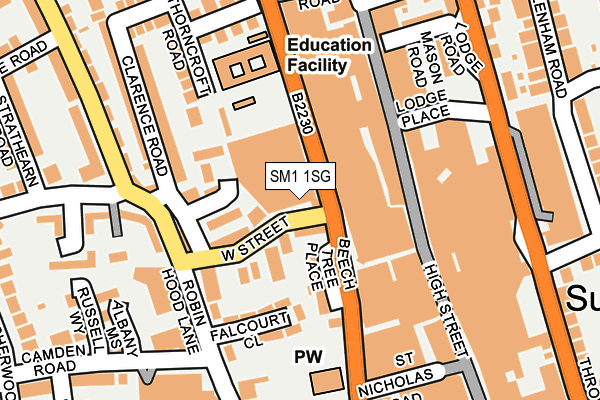 SM1 1SG map - OS OpenMap – Local (Ordnance Survey)