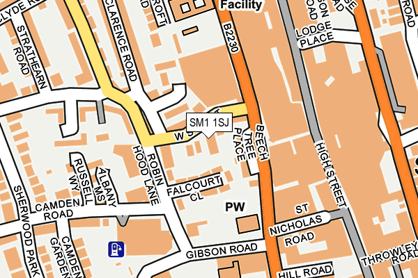 SM1 1SJ map - OS OpenMap – Local (Ordnance Survey)