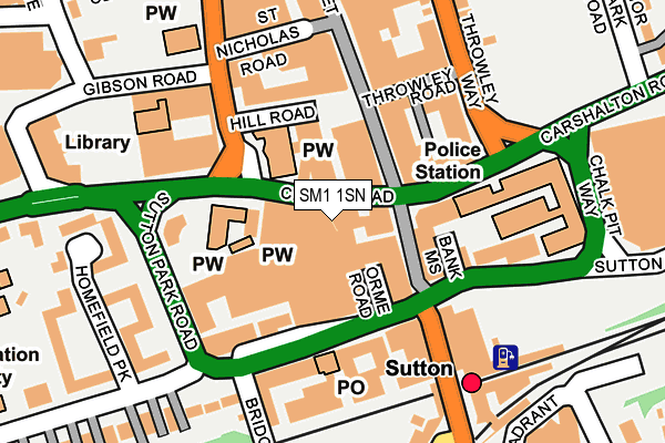 SM1 1SN map - OS OpenMap – Local (Ordnance Survey)