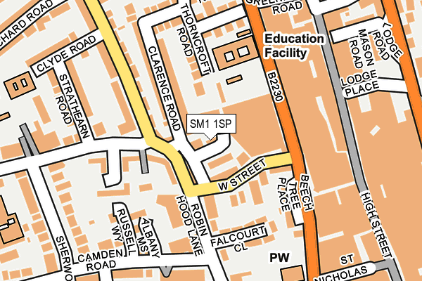 SM1 1SP map - OS OpenMap – Local (Ordnance Survey)