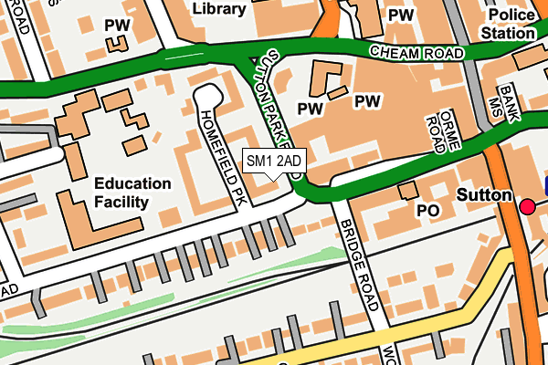 SM1 2AD map - OS OpenMap – Local (Ordnance Survey)