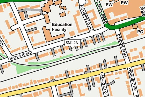 SM1 2AJ map - OS OpenMap – Local (Ordnance Survey)