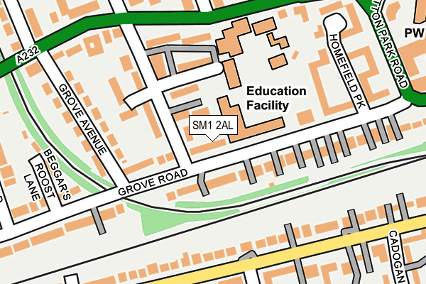 SM1 2AL map - OS OpenMap – Local (Ordnance Survey)