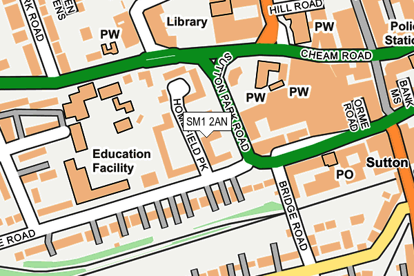 SM1 2AN map - OS OpenMap – Local (Ordnance Survey)