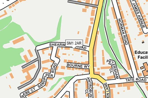 SM1 2AR map - OS OpenMap – Local (Ordnance Survey)