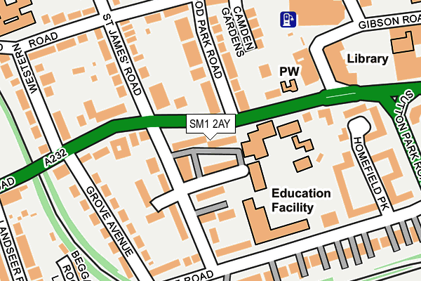 SM1 2AY map - OS OpenMap – Local (Ordnance Survey)