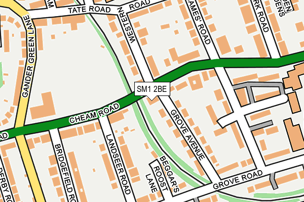 SM1 2BE map - OS OpenMap – Local (Ordnance Survey)