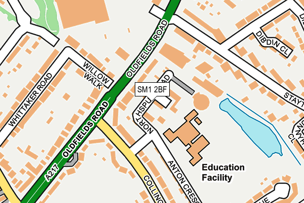 SM1 2BF map - OS OpenMap – Local (Ordnance Survey)